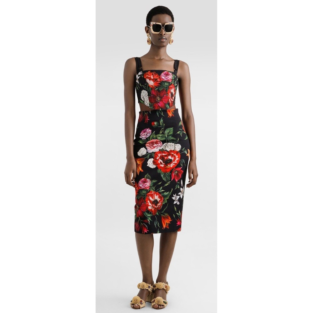 Dolce & Gabbana Flower-print bustier With Floral Skirt‎ Set. 2 Piece. $3200 NWT